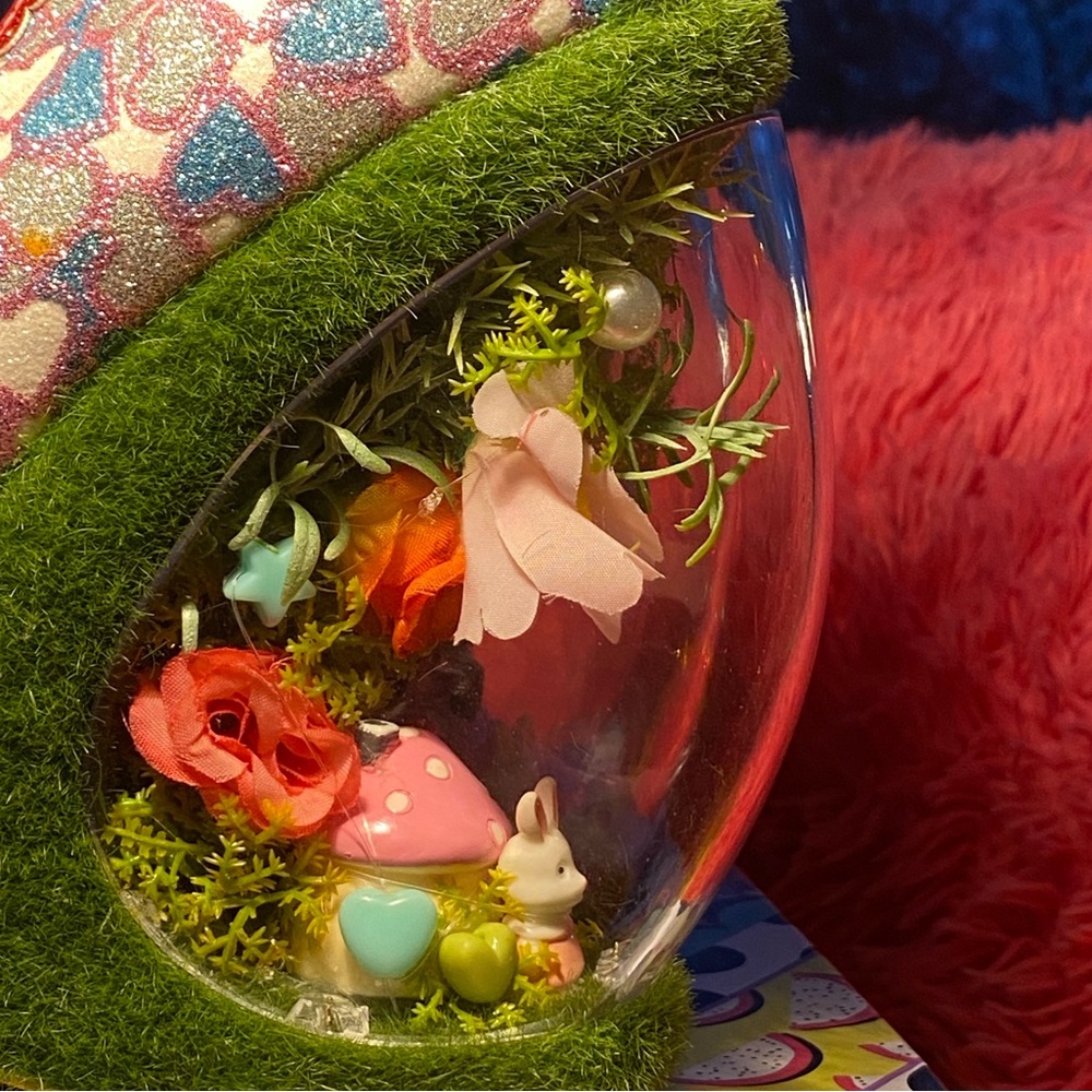 RARE Irregular Choice “Hop 2 It!” Bunny wedges,clear globe heel w/spring scene,9 - Picture 7 of 16